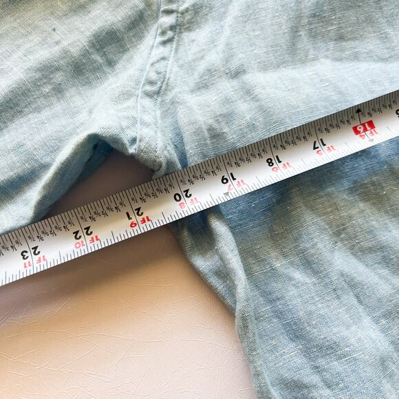 Joseph Abboud Men's Large 100 Linen Longsleeve Button Up Shirt Light Blue - Picture 10 of 11